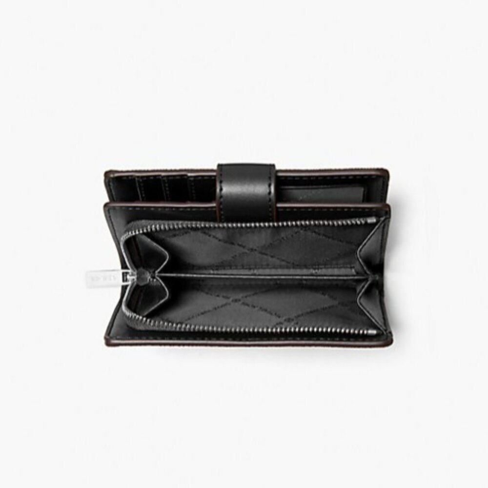 New Michael Kors Jet Set Medium Printed Signature Logo Wallet Black Multi - Picture 2 of 2